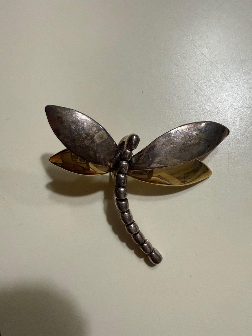 Dragonfly Accent - Silver and Gold tone pendant